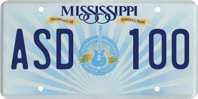 MS license plate ASD100