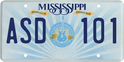 MS license plate ASD101