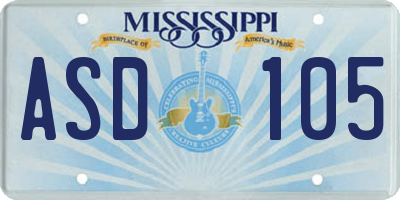 MS license plate ASD105