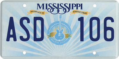 MS license plate ASD106