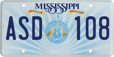 MS license plate ASD108