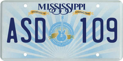 MS license plate ASD109