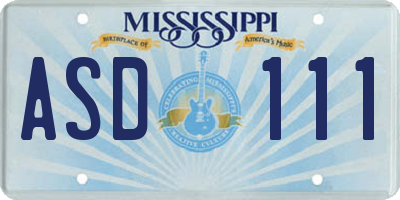 MS license plate ASD111