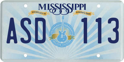 MS license plate ASD113