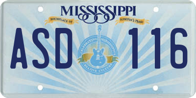 MS license plate ASD116
