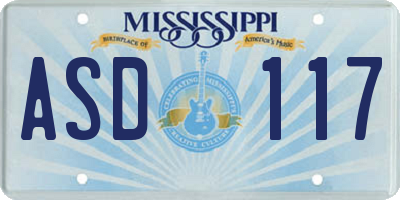 MS license plate ASD117
