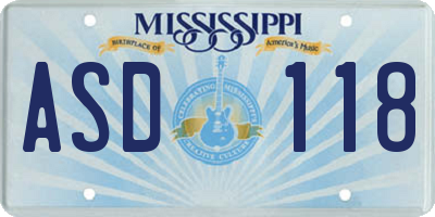 MS license plate ASD118