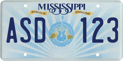 MS license plate ASD123