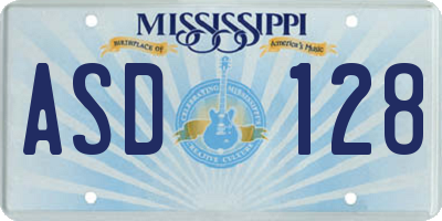 MS license plate ASD128