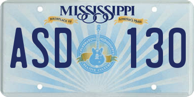 MS license plate ASD130