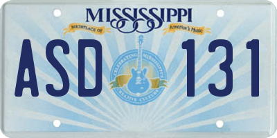MS license plate ASD131