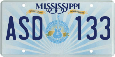 MS license plate ASD133