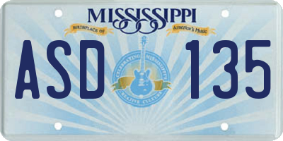 MS license plate ASD135