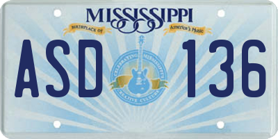 MS license plate ASD136