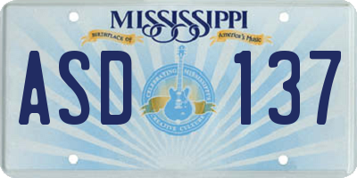 MS license plate ASD137