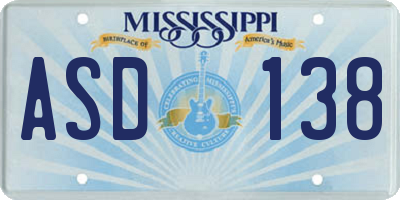 MS license plate ASD138