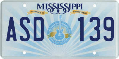 MS license plate ASD139