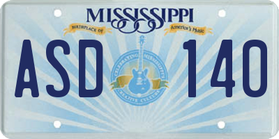 MS license plate ASD140