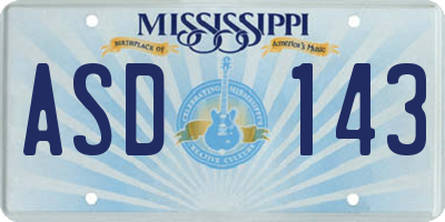 MS license plate ASD143
