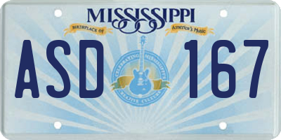MS license plate ASD167