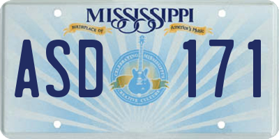 MS license plate ASD171