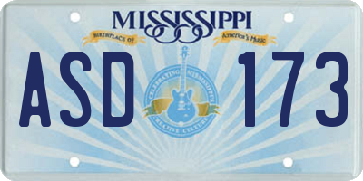 MS license plate ASD173