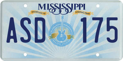 MS license plate ASD175