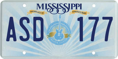 MS license plate ASD177