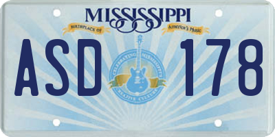 MS license plate ASD178