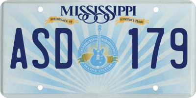 MS license plate ASD179