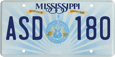 MS license plate ASD180