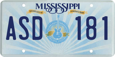 MS license plate ASD181
