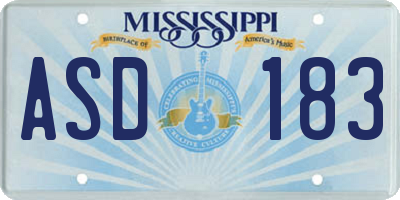 MS license plate ASD183