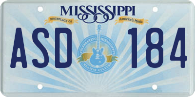 MS license plate ASD184