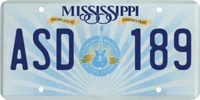 MS license plate ASD189