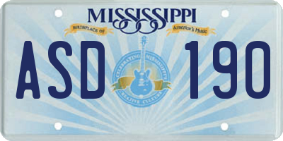 MS license plate ASD190