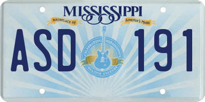MS license plate ASD191