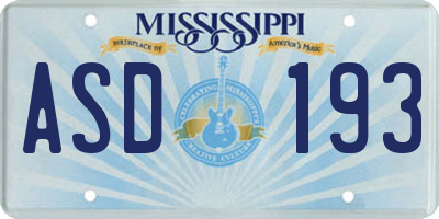 MS license plate ASD193
