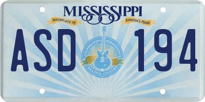 MS license plate ASD194