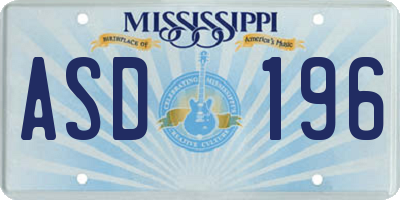 MS license plate ASD196