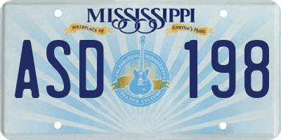 MS license plate ASD198