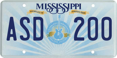 MS license plate ASD200
