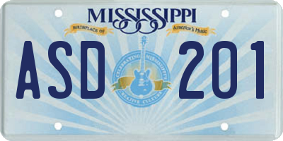 MS license plate ASD201