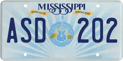 MS license plate ASD202