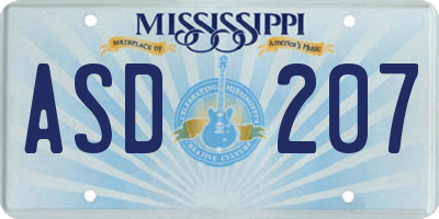 MS license plate ASD207
