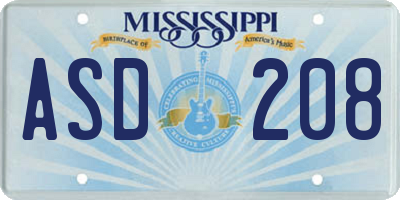 MS license plate ASD208