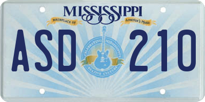 MS license plate ASD210