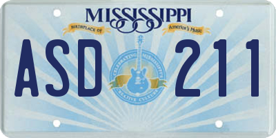 MS license plate ASD211
