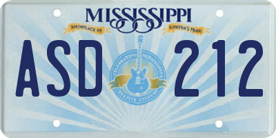 MS license plate ASD212