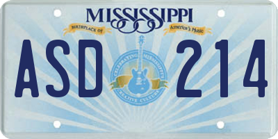 MS license plate ASD214